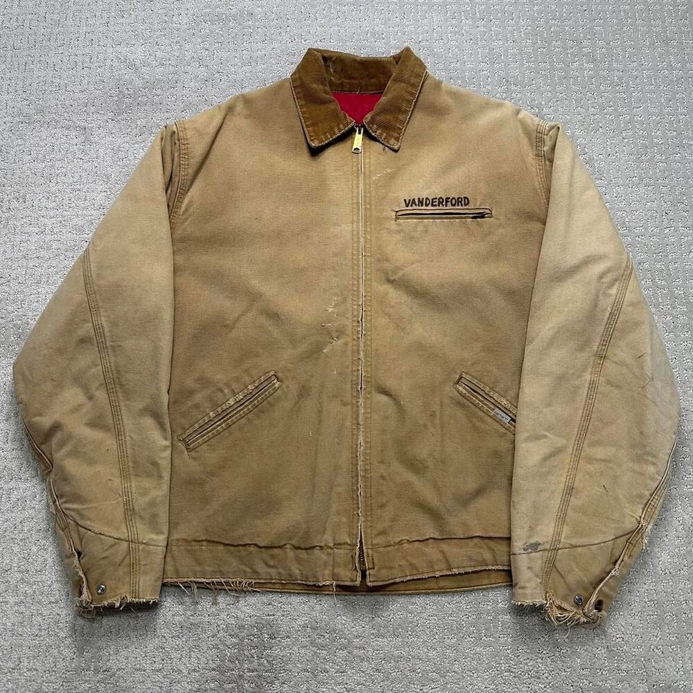 80s Carhartt Detroit  Men's Tan and Brown Jacket
